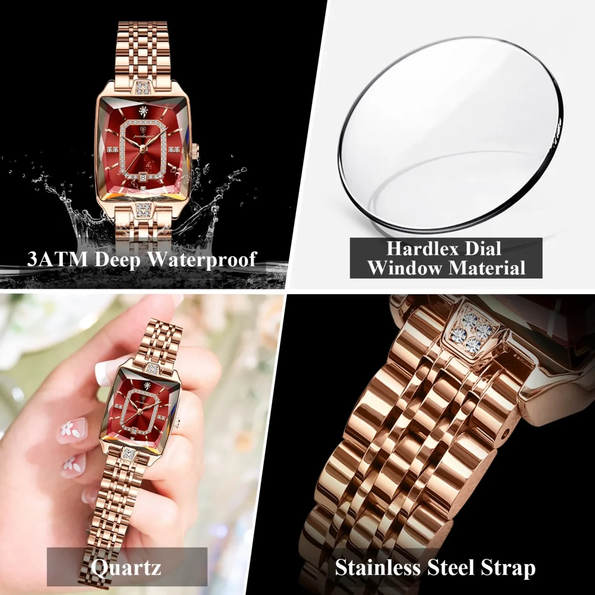 POEDAGAR Top Elegant Women Wristwatch Waterproof Date Ladies Watch Stainless Steel Rectangle Quartz Women's Watches Female Reloj 4