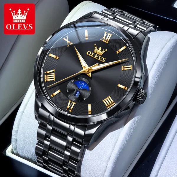 OLEVS 3638 Fashion Business Men's Watches Waterproof Date Quartz Watch Original Luminous Simple Brand Stainless Steel Wristwatch 1