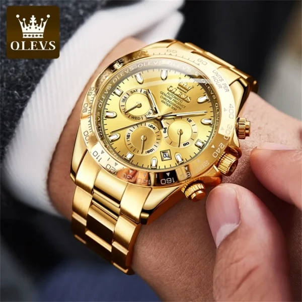 OLEVS Men's Watches Classic Luxury Automatic Mechanical Original Wristwatch for Man 24 Hour Week Date Display Waterproof Fashion 2