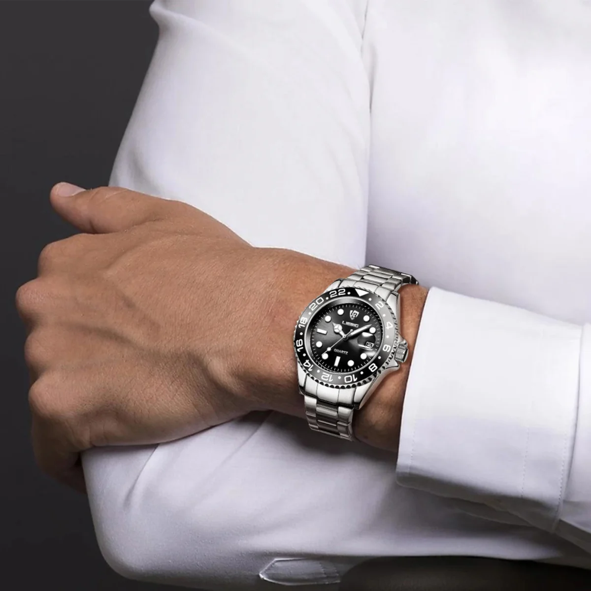 LIEBIG Luxury Movement Quartz Watches Fashion Business Time Watch Waterproof Stainless Steel Strap Wristwatches For Men Women 3