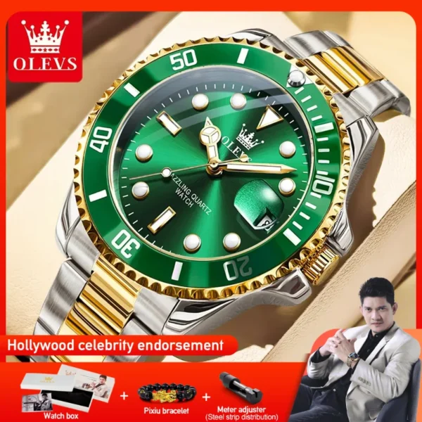 OLEVS 5885 Man Watch Original Brand Waterproof Quartz Watch Stainless Steel Strap Automatic Date Mens Gifts Watches For Man 1
