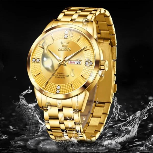 OLEVS 9917 Men Watches Original Classics Fashion Quartz WristwatchDiamond Scale Reloj  Waterproof Luminous Date Display Watch 2