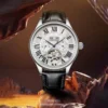 (Full Automatic Mechanical Watch) Men's Multifunctional Watch, Cut Out Perspective Small Plate, Roman Numeral Scale Dial, No Battery Required 5