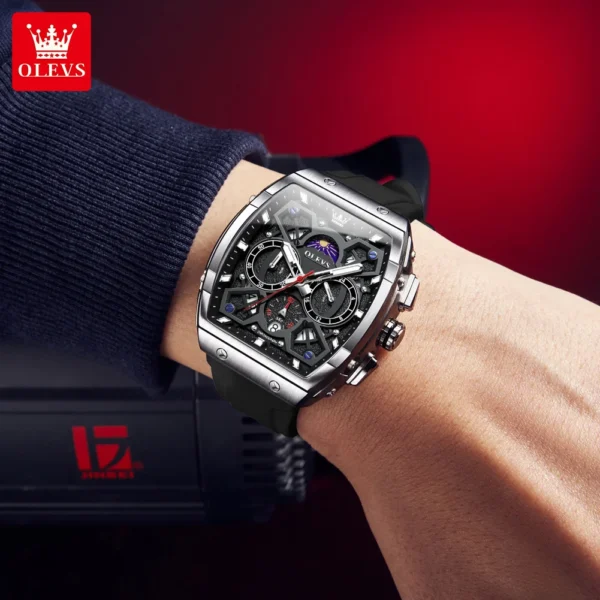 OLEVS 2942 Men's Watch Hollow Out Watches Quartz Watch Waterproof Luminous Watches For Men Stylish Design with Silicone Strap 2