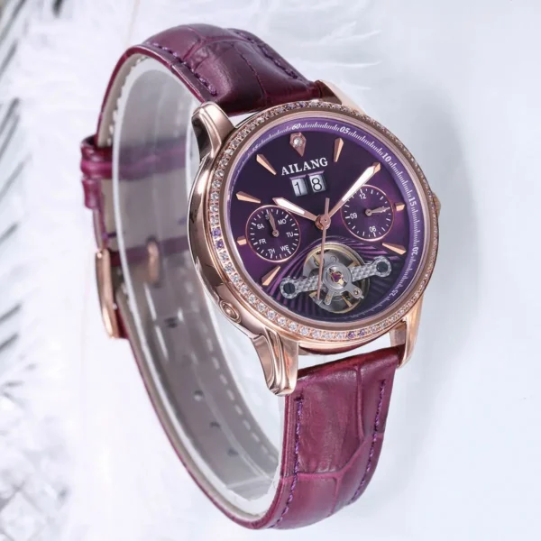 AILANG New Tourbillon Automatic Mechanical Ladies Watch Skeleton Waterproof Calendar Luxury Female Wristwatch Relogio Feminino 1