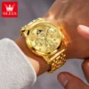 OLEVS Top Luxury Brand Men's Watches Moon Phase Chronograph Quartz Watch for Man Gold Stainless Steel Luminous Original Watch 3