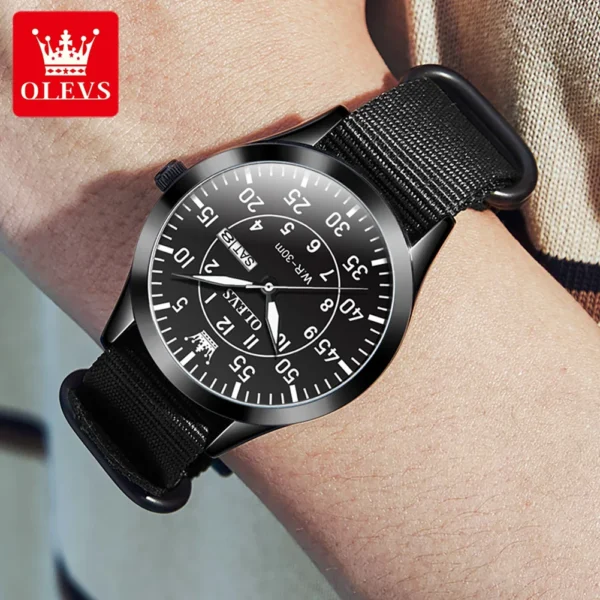 OLEVS Men's Watches Simple Light Luxury Original Quartz Wristwatch Double Digital Dial Waterproof Luminous Nylon Bracelet 2