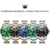 OLEVS Luxury Brand Men's Watch Green Dial Fully Automatic Mechanical Watch Waterproof Stainless Steel Strap Original Wristwatch 6
