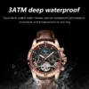POEDAGAR Tourbillon Automatic Mechanical Wristwatch Waterproof Luminous Date Week Leather Men Watch Luxury Fashion Men's Watches 3