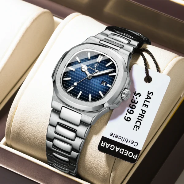 POEDAGAR Elegant Women Wristwatch Waterproof Luminous Calendar Ladies Watch Square Stainless Steel Quartz Women's Watches Female 1