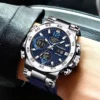 FOXBOX Sports Mens Watches 5ATM Waterproof Dual Display Quartz Wristwatch Chronograph Alarm Date Week Watch Man Silicone Strap 5