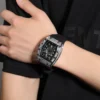 THE BLING KING Sqaure Dial Quartz Watch Full Rhinestones Iced Out Wrist Watches With Black Belt For Men Women Fashion Gift 5