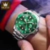 OLEVS Luxury Brand Men's Watch Green Dial Fully Automatic Mechanical Watch Waterproof Stainless Steel Strap Original Wristwatch 3