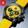 OLEVS Top Brand Original Fashion Men's Watches Multifunctional Silicone Adhesive Tape Quartz Watch Luminous Calendar Wristwatch 2