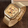 SKMEI Mechanical Watch Men Automatic Watch Quartz Waterproof Hollow Art Strainless Steel Strap montre homme Fashion Clock 9184 2