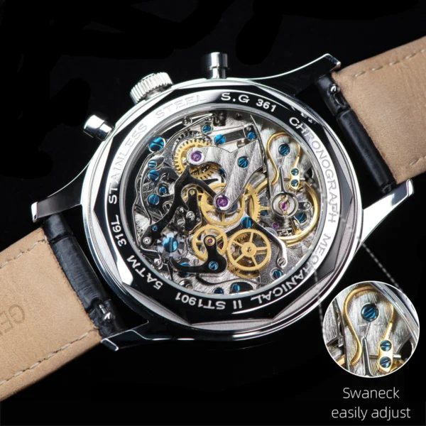 Sugess 40mm Men Army Watch 1963 Pilot Mechanical Panda Wristwatches Sapphire Air Force Chronograph Original ST1901 Movement Gift 2