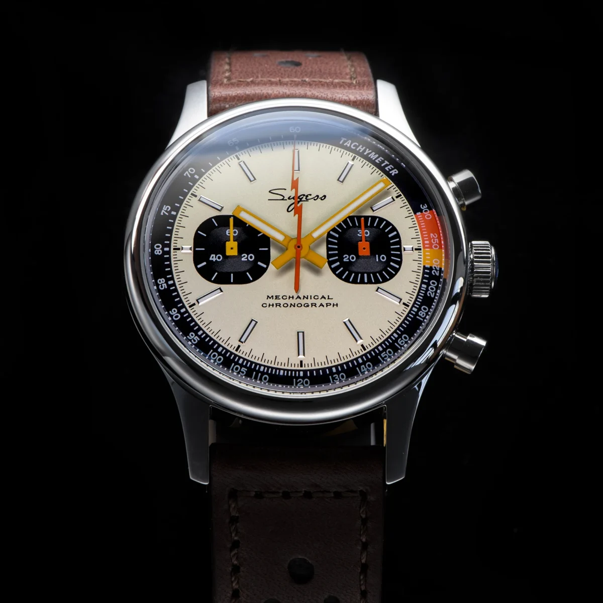 Sugess Watch of Men Chronograph Mechanical Wristwatches with Seagull ST19 Swanneck Movement Pilot Sapphire Crystal Racing V2 New 4