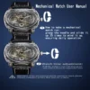 LONGLUX automatic watch retro style wholesale mechanical wristwatches skeleton carve waterproof leather no logo mens watch 6