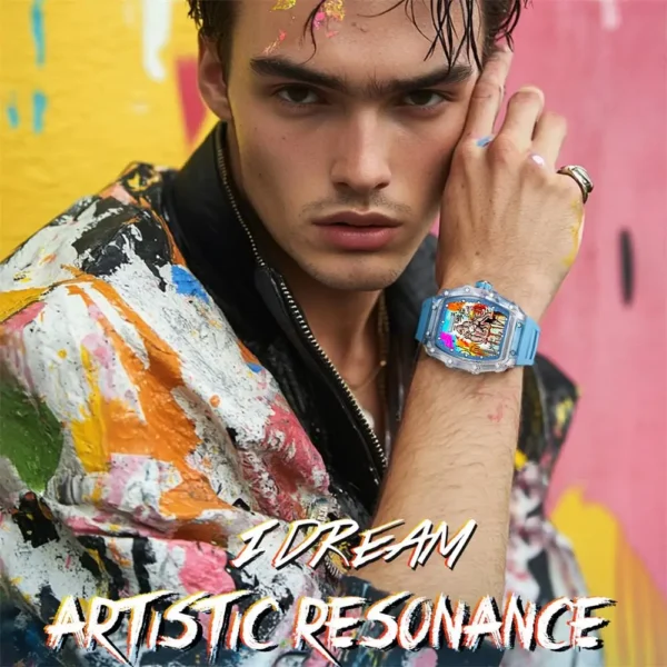 Men Mechanical Watch Transparent Case Silicone strap Luminous Calendar Wrist Watches Leisure Sports Style watches for Men 2