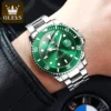 OLEVS Men's Watches Green Dial Waterproof Stainless Steel Strap Calendar Quartz Watch Luminous Luxury Male Wristwatch Original 3