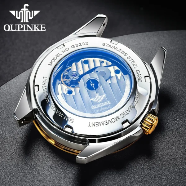 OUPINKE Moon Phase Men's Watches Tungsten steel Dalendar Sapphire Automatic Mechanical Watch 50m Waterproof Luminous Wristwatch 2