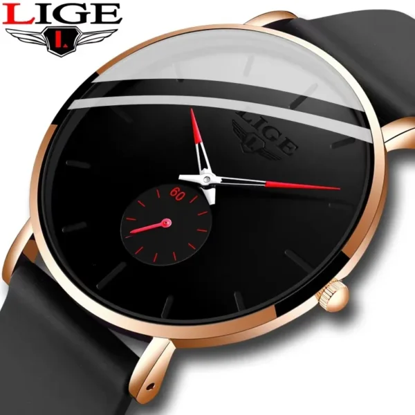 LIGE New Fashion Mens Watches Top Brand Luxury Sports Waterproof Simple UltraThin Quartz Watch Man Clock Relogio Masculino+Box 2