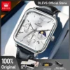 OLEVS 9914 Men's Watches Classic Original Quartz Watch for Man Leather Waterproof Wrist Watch  Chronograph Date Reloj Hombre 1