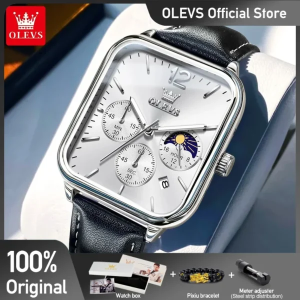 OLEVS 9914 Men's Watches Classic Original Quartz Watch for Man Leather Waterproof Wrist Watch  Chronograph Date Reloj Hombre 1