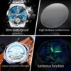 OLEVS Skeleton Men's Watches Date Prism Mirror Automatic Mechanical Watch for Man Waterproof Butterfly Buckle Brand Wristwatch 5