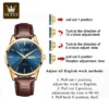 OLEVS Mens Quartz Watches Brand Luxury Casual Fashion Men's Watch For Gifts Breathable leather Waterproof luminous Wristwatch 4