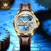 OLEVS Luxury Men Watches Automatic Mechanical Wristwatch Skeleton Design Waterproof Leather Strap Male Watch Reloj Hombre 3