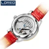 LOREO Brand New Fashion Women Mechanical Watch High Quality Leather Strap Waterproof Calendar Automatic Watches Womens Relogio 4