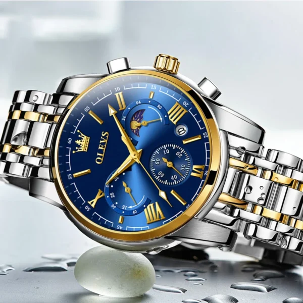 OLEVS Brand Original certification Men's Watches Moon Phase Waterproof Quartz Watch for Man Chronograph Calendar Fashion Watch 2
