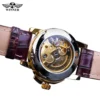 Forsining Classic Retro Design Blue Hands Ladies Fashion Golden Skeleton Diamond Display Mechanical Wrist Watches Gift For Women 4