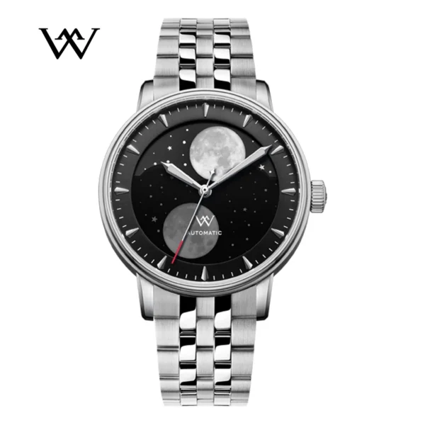 WM Watch Automatic Mechanical Watches Men Lunar Moon Phase Sapphire Waterproof Man Luminous Twin Moons Welly Merck Watch WM142 1