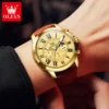 OLEVS 3632 High end Elegant Men's Watch Leather Strap Waterproof Moon Phase Chronograph Original Quartz Wristwatch Luxury Watch 3