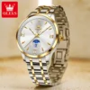 OLEVS Fashion Business Men Wristwatch Luminous Solid Stainless Steel Strap Waterproof Quartz Watch Original Genuine Brand Watch 4