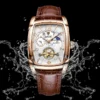 LIGE Fashion Men's Mechanical Wristwatches Top Brand Luxury Leather Square Watch Men Business Sports Tourbillon Watch For Men 3
