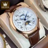 OLEVS Men's Watches Luxury Business Original Automatic Mechanical Wristwatch Seven Hands Complete Calendar Moon Phase Week Reloj 4