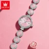 OLEVS Fashion Brand Women's Watches Lucky Word for Good Luck Quartz Watch Waterproof Diamond Luxury Calendar Original Wristwatch 5