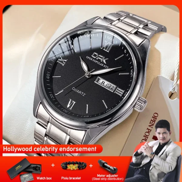 OPK 8123 Mens Watch Original Fashion Quartz Watch Dual Calendar Display Watches For Men Waterproof Luminous Mens Gifts With Box 1