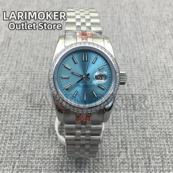 LARIMOKER 31MM Women's Mechanical Diving Watch Diamond Decorative Case Blue Dial Luminous Sapphire Glass NH05 Movement 1