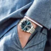 Men Watch Water Diamond Luxury Night Glow Double Calendar Quartz Movement 41mm Blue Gold Stainless Steel Fashion Business Watch 6
