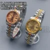 LARIMOKER 26MM ladies mechanical watch masonry index gold rose gold sunburst dial Sapphire Glass two-toneStainless band 2
