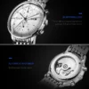FEICE Men’s Watches Automatic Bauhaus WristWatch Stainless Steel Mechanical Dress Watches for Men with Leather Bands Date FM121 4
