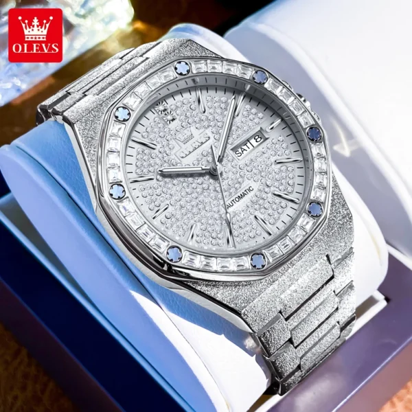 OLEVS Top Brand Men's Watch Luxury Fashion Original Automatic Mechanical Watch for Man Waterproof Luminous Date Week Reloj 2