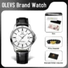 OLEVS TY716 Mens Watch Original Fashion Quartz Watch For Men Waterproof Leather Strap Calendar Daily Automatic Date Mens Gifts 2
