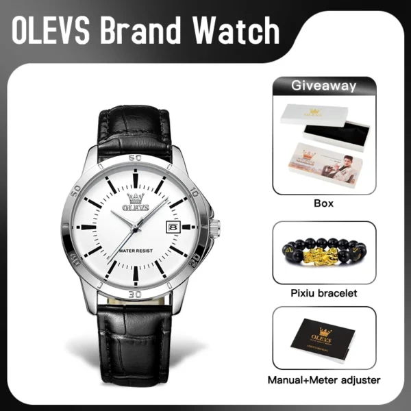 OLEVS TY716 Mens Watch Original Fashion Quartz Watch For Men Waterproof Leather Strap Calendar Daily Automatic Date Mens Gifts 2