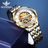 OUPINKE 3308 Skeleton Fashiona Original Mens Watch 50m Waterproof Imported Movement Automatic Mechanical Watch Brand Wrist Watch 4