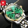 OLEVS Automatic Mechanical Men Watches Stainless Steel Waterproof Date Week Green Fashion Classic Wrist Watches Reloj Hombre 2